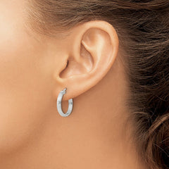 Sterling Silver 2.5mm Polished/Satin D/C Hoop Earrings - 9