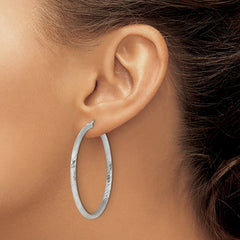 Sterling Silver 2.5mm Polished/Satin D/C Hoop Earrings - 8
