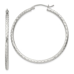 Sterling Silver 2mm Diamond Cut Hoop Earrings - 12