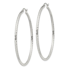 Sterling Silver 2mm Diamond Cut Hoop Earrings - 13