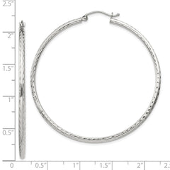 Sterling Silver 2mm Diamond Cut Hoop Earrings - 13