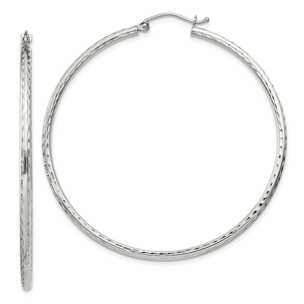 Sterling Silver 2mm Diamond Cut Hoop Earrings - 13