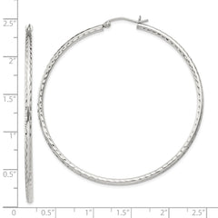 Sterling Silver 2mm Diamond Cut Hoop Earrings - 11