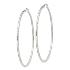 Sterling Silver 2mm Diamond Cut Hoop Earrings - 4