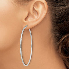 Sterling Silver 2mm Diamond Cut Hoop Earrings - 4