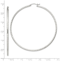 Sterling Silver 2mm Diamond Cut Hoop Earrings - 4