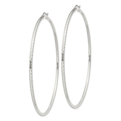 Sterling Silver 2mm Diamond Cut Hoop Earrings - 14