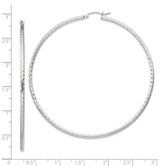 Sterling Silver 2mm Diamond Cut Hoop Earrings - 14