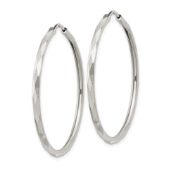 Sterling Silver D/C 2.5x35mm Endless Hoop Earrings - 2