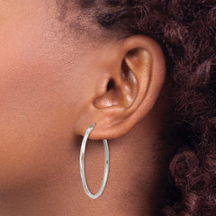 Sterling Silver D/C 2.5x35mm Endless Hoop Earrings - 2