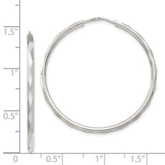 Sterling Silver D/C 2.5x35mm Endless Hoop Earrings - 2