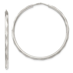 Sterling Silver D/C 2.5x35mm Endless Hoop Earrings - 2