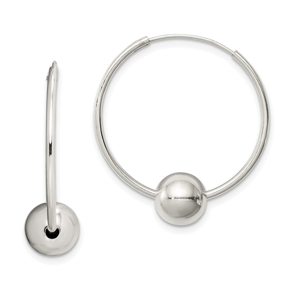 Sterling Silver Bead Endless Hoop Earrings - 2
