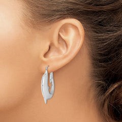 Sterling Silver Rhodium-plated Polished Dolphin Round Hoop Earrings - 2