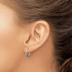 Sterling Silver Rhodium-plated Polished Shrimp Oval Hoop Earrings - 4
