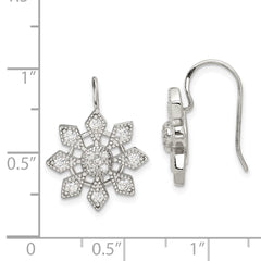 Sterling Silver Rhodium-plated CZ Snowflake Earrings