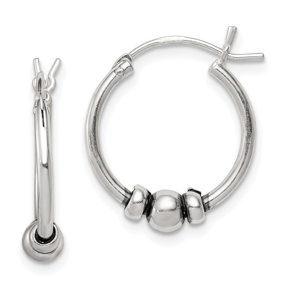 Sterling Silver Antiqued Hoop Earrings - 3