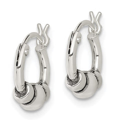 Sterling Silver Antiqued Beaded Hoop Earrings - 2