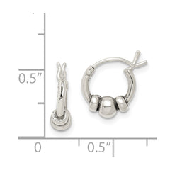 Sterling Silver Antiqued Beaded Hoop Earrings - 2