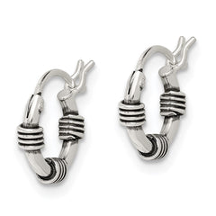 Sterling Silver Antiqued Hoop Earrings - 14