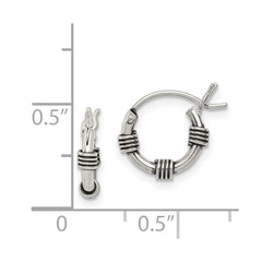 Sterling Silver Antiqued Hoop Earrings - 14