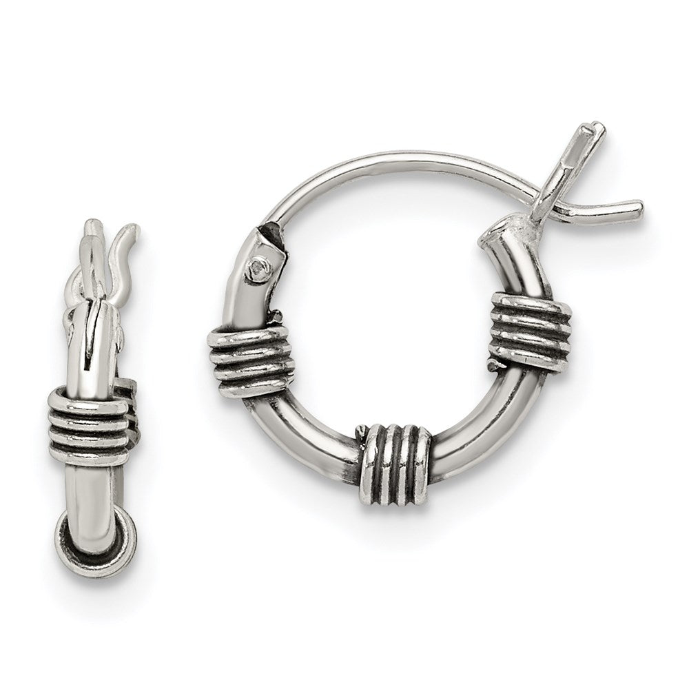 Sterling Silver Antiqued Hoop Earrings - 14