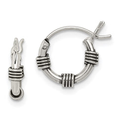 Sterling Silver Antiqued Hoop Earrings - 14
