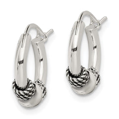 Sterling Silver Antiqued Hoop Earrings - 15