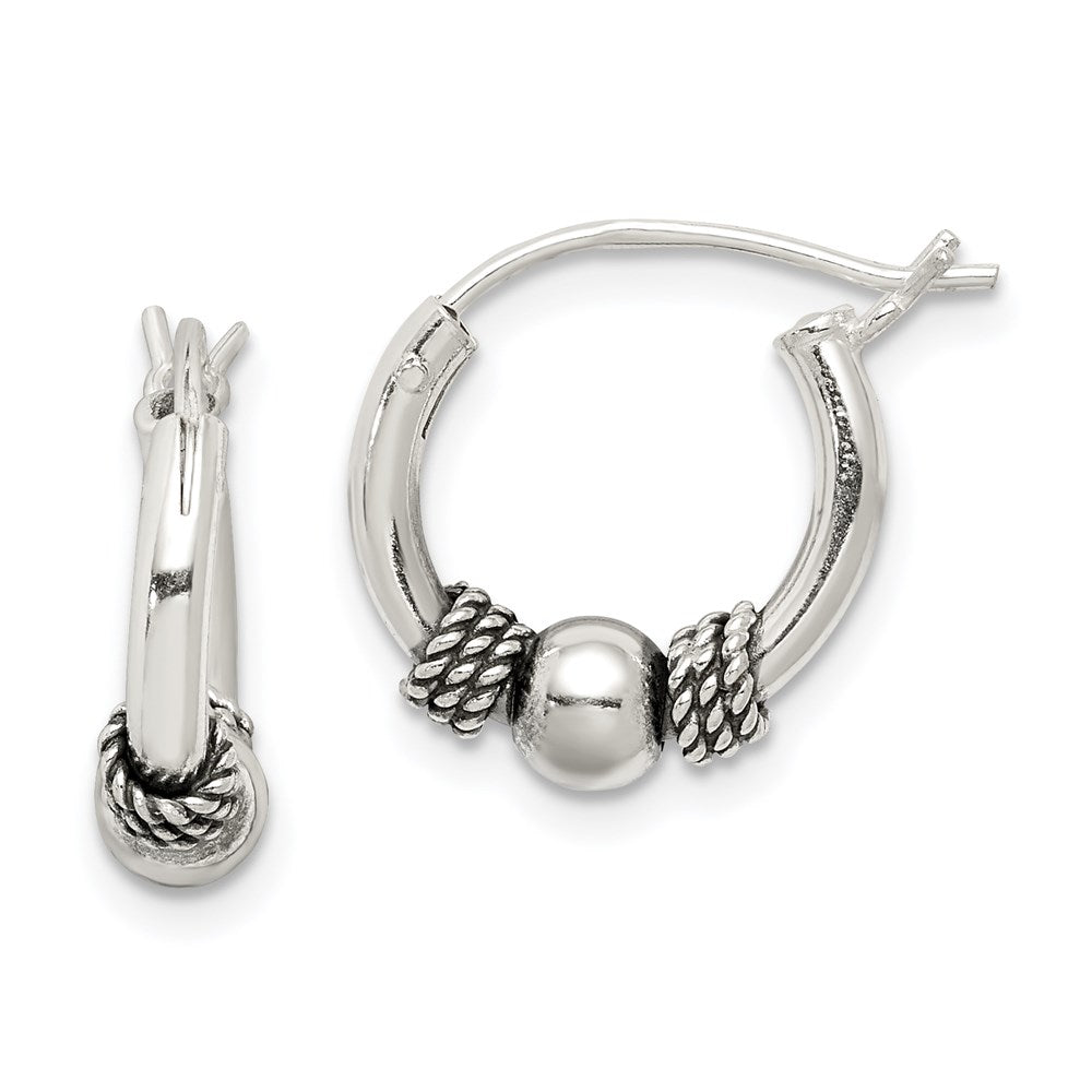 Sterling Silver Antiqued Hoop Earrings - 15