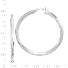 Sterling Silver Polished 3x50mm Knife Edge Round Hoop Earrings