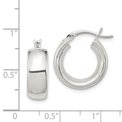 Sterling Silver Polished 6mm Round Hoop Earrings - 2