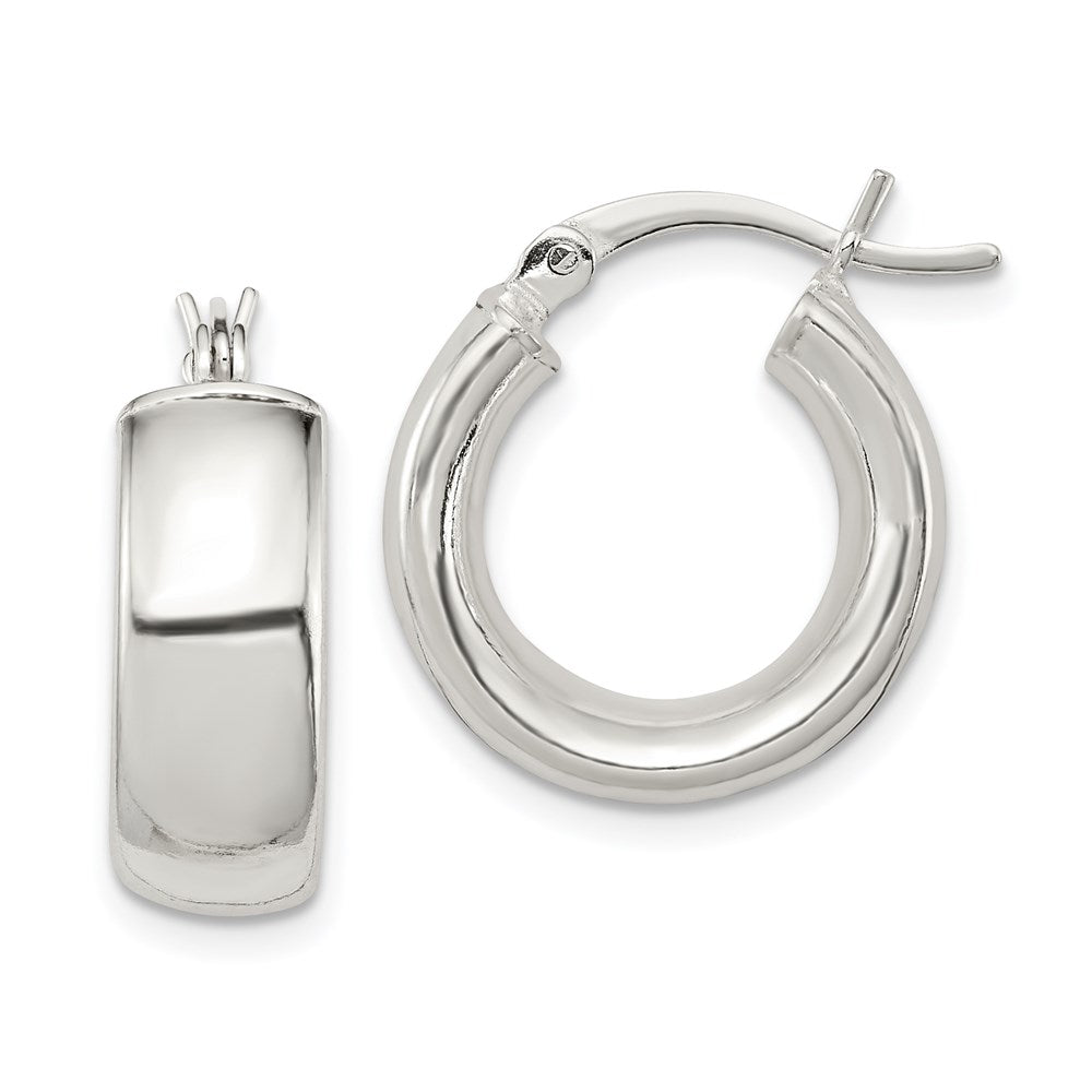 Sterling Silver Polished 6mm Round Hoop Earrings - 2