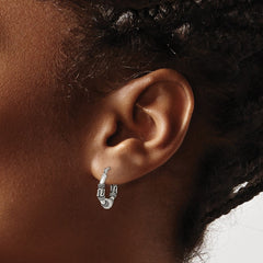 Sterling Silver Antiqued Hoop Earrings - 2