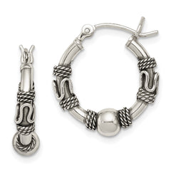 Sterling Silver Antiqued Hoop Earrings - 2