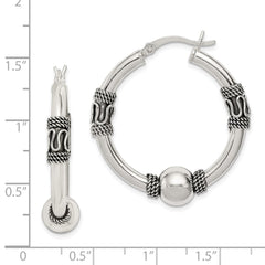 Sterling Silver Antiqued Hoop Earrings - 10