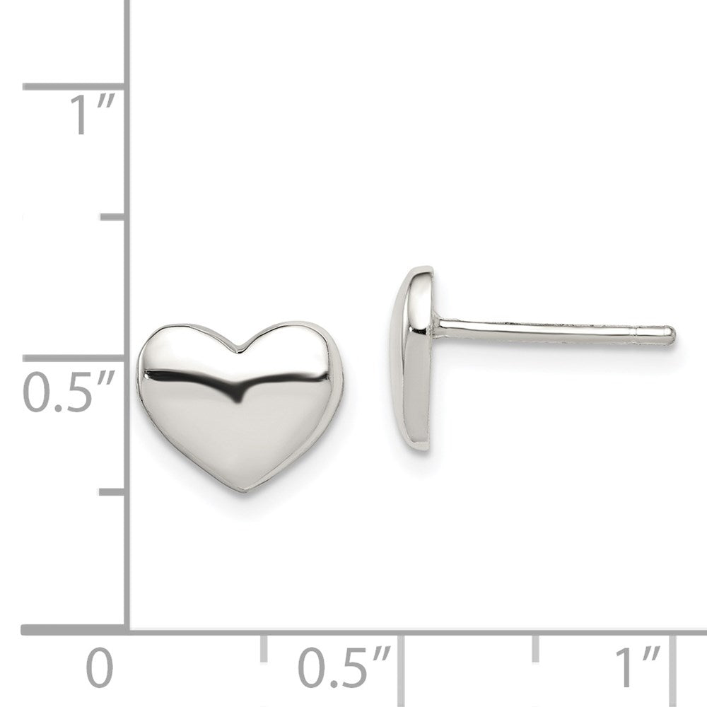 Sterling Silver Polished Heart Post Earrings - 3