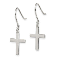 Sterling Silver Rhodium-plated Polished Cross Dangle Earrings - 2