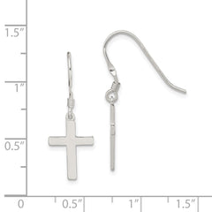 Sterling Silver Rhodium-plated Polished Cross Dangle Earrings - 2