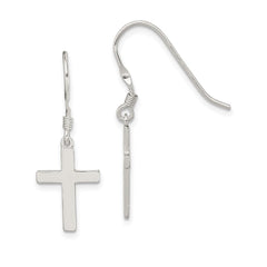 Sterling Silver Rhodium-plated Polished Cross Dangle Earrings - 2