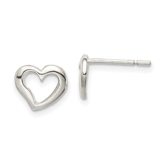 Sterling Silver Polished Heart Post Earrings - 4