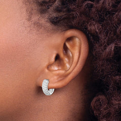 Sterling Silver Rhodium-plated CZ Hinged Hoop Earrings - 4