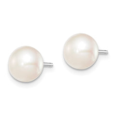 Sterling Silver Rhodium-plated 7-8mm White Button Freshwater Cultured Pearl Post Earrings - 2