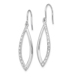 Sterling Silver Rhodium Diam. Dangle Earrings - 2