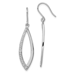Sterling Silver Rhodium Diam. Dangle Earrings - 2