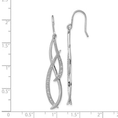 Sterling Silver Rhodium Diam. Dangle Earrings