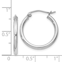 Sterling Silver Rhodium-plated 2mm Round Hoop Earrings - 14