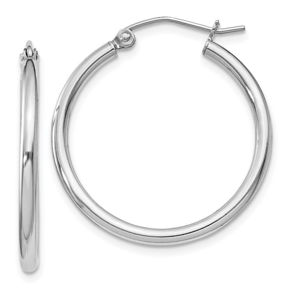 Sterling Silver Rhodium-plated 2mm Round Hoop Earrings - 15