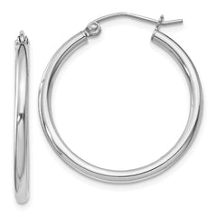 Sterling Silver Rhodium-plated 2mm Round Hoop Earrings - 15