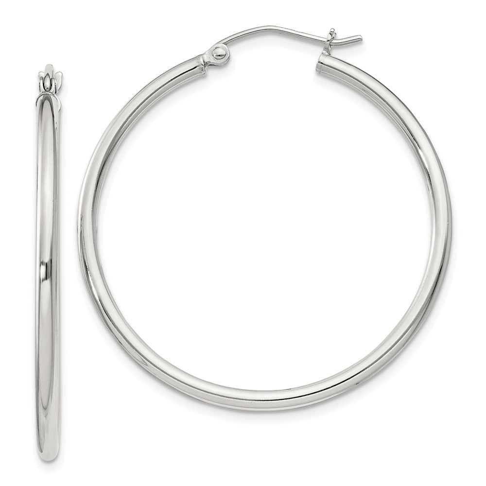Sterling Silver 2mm Round Hoop Earrings - 6