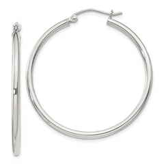 Sterling Silver 2mm Round Hoop Earrings - 6